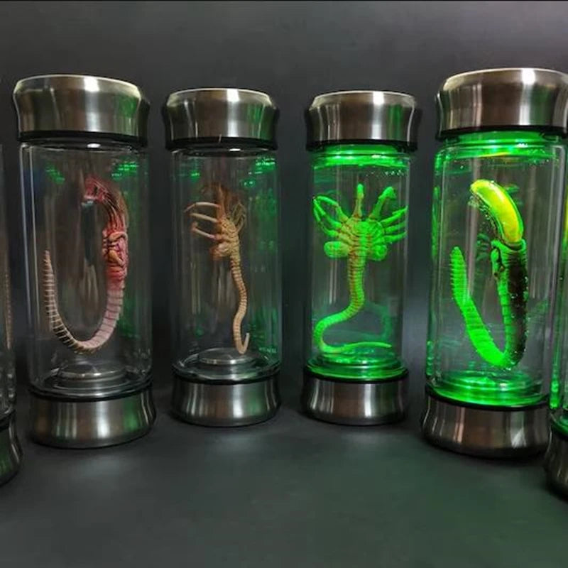 Alien Glow Jar Xenomorph Specimen Facehugger Embryo Glass Jar Movie Prop Replica Home Decor Desktop Crafts Sculpture Decoration